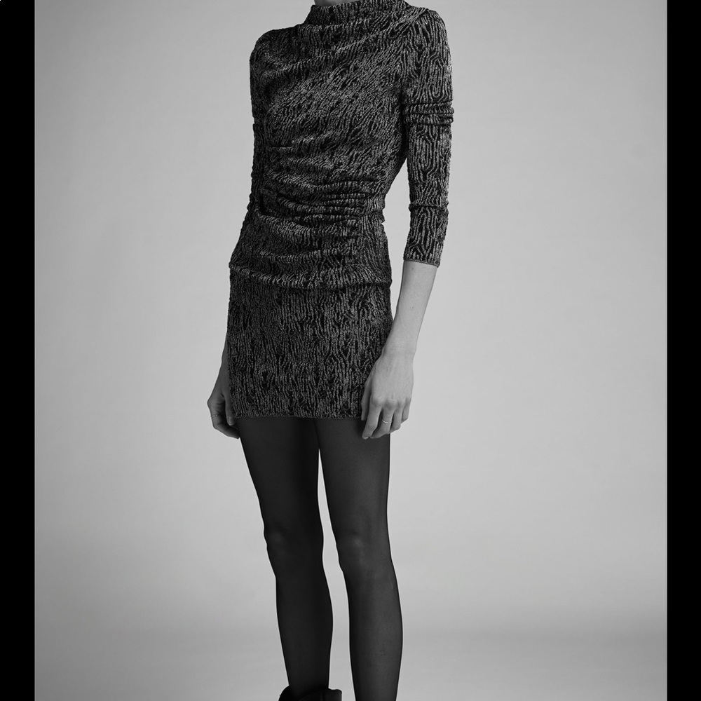 Zara Metallic Ruched Knit Mini Dress | Size M $148